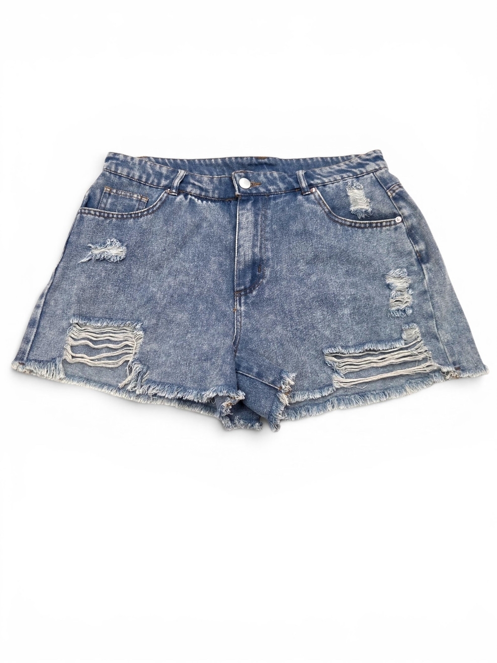 HYFVE Distressed Acid Wash Denim Shorts High Rise Raw Hem Frayed Size Medium